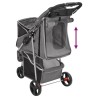 vidaXL Passeggino per Cani Pieghevole Grigio 80x46x98cm Tessuto Oxford