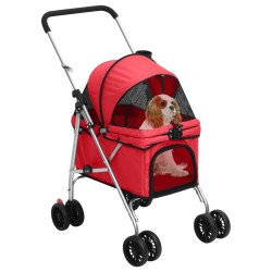 vidaXL Passeggino per Cani Pieghevole Rosso 76x50x100cm Tessuto Oxford