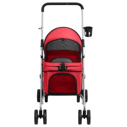 vidaXL Passeggino per Cani Pieghevole Rosso 76x50x100cm Tessuto Oxford