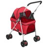 vidaXL Passeggino per Cani Pieghevole Rosso 76x50x100cm Tessuto Oxford