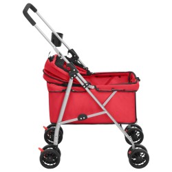 vidaXL Passeggino per Cani Pieghevole Rosso 76x50x100cm Tessuto Oxford