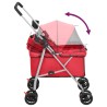 vidaXL Passeggino per Cani Pieghevole Rosso 76x50x100cm Tessuto Oxford