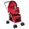 vidaXL Passeggino Cani Pieghevole 2 Livelli Rosso 83x48x97cm Tessuto