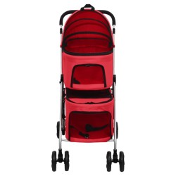 vidaXL Passeggino Cani Pieghevole 2 Livelli Rosso 83x48x97cm Tessuto