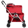 vidaXL Passeggino Cani Pieghevole 2 Livelli Rosso 83x48x97cm Tessuto