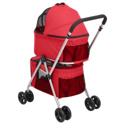 vidaXL Passeggino Cani Pieghevole 2 Livelli Rosso 83x48x97cm Tessuto