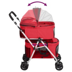 vidaXL Passeggino Cani Pieghevole 2 Livelli Rosso 83x48x97cm Tessuto