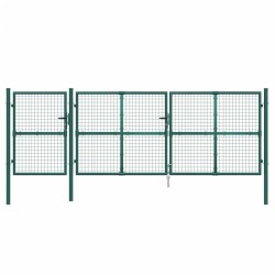 vidaXL Cancello da Giardino in Rete Verde 400x175 cm Acciaio Zincato