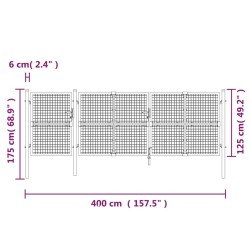 vidaXL Cancello da Giardino in Rete Verde 400x175 cm Acciaio Zincato