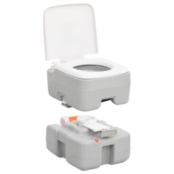 vidaXL Toilette da Campeggio Portatile Grigia e Bianca 15+10 L in HDPE