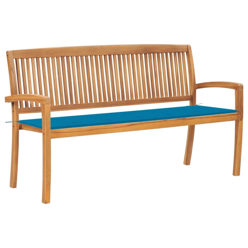    Panchina da Giardino Impilabile con Cuscino 159cm Teak Massello