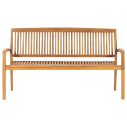    Panchina da Giardino Impilabile con Cuscino 159cm Teak Massello