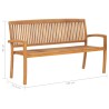    Panchina da Giardino Impilabile con Cuscino 159cm Teak Massello