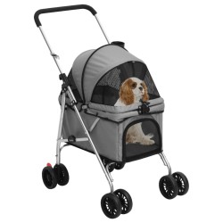 vidaXL Passeggino Cani Pieghevole Grigio 76x50x100cm Tessuto Oxford