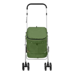 vidaXL Passeggino Cani Pieghevole Verde 100x49x96cm Tessuto di Lino