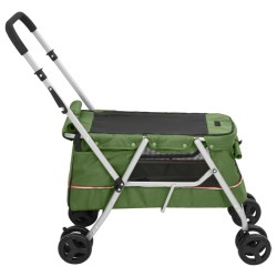 vidaXL Passeggino Cani Pieghevole Verde 100x49x96cm Tessuto di Lino