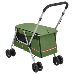 vidaXL Passeggino Cani Pieghevole Verde 100x49x96cm Tessuto di Lino