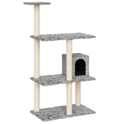    Albero per Gatti con Tiragraffi in Sisal Grigio Chiaro 119 cm