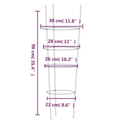 vidaXL Supporti Piante da Giardino con 4 Anelli 5pz Verde 90cm Acciaio