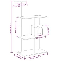    Albero per Gatti con Tiragraffi in Sisal Grigio Chiaro 119 cm