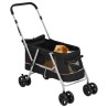 vidaXL Passeggino per Cani Pieghevole Nero 100x49x96cm Tessuto di Lino