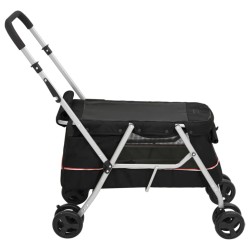 vidaXL Passeggino per Cani Pieghevole Nero 100x49x96cm Tessuto di Lino