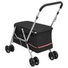 vidaXL Passeggino per Cani Pieghevole Nero 100x49x96cm Tessuto di Lino