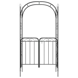 vidaXL Arco da Giardino con Cancello Nero 108x45x235 cm Acciaio