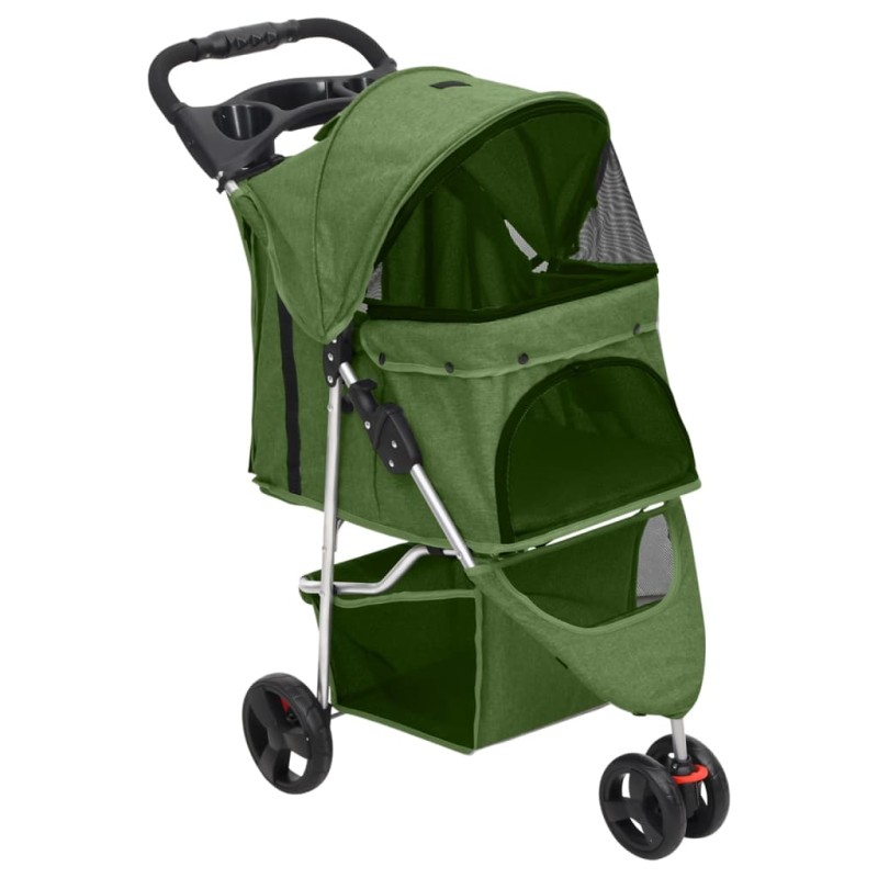 vidaXL Passeggino per Cani Pieghevole Verde 80x46x98cm Tessuto Oxford