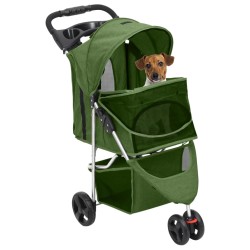 vidaXL Passeggino per Cani Pieghevole Verde 80x46x98cm Tessuto Oxford