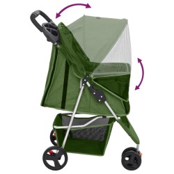 vidaXL Passeggino per Cani Pieghevole Verde 80x46x98cm Tessuto Oxford