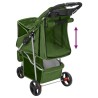 vidaXL Passeggino per Cani Pieghevole Verde 80x46x98cm Tessuto Oxford