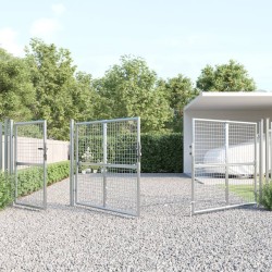 vidaXL Cancello da Giardino in Rete Argento 400x175 cm Acciaio Zincato