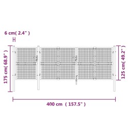 vidaXL Cancello da Giardino in Rete Argento 400x175 cm Acciaio Zincato