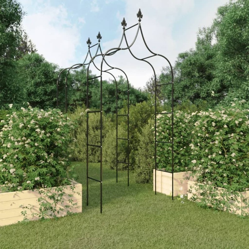 vidaXL Archi da Giardino 2 pz Neri 120x38x260 cm Acciaio