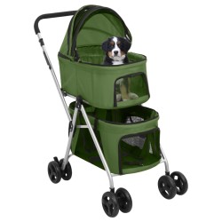 vidaXL Passeggino Cani Pieghevole 2 Livelli Verde 83x48x97cm Tessuto