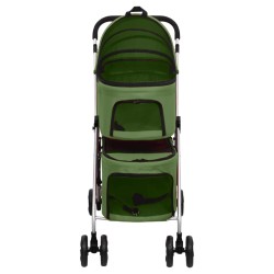 vidaXL Passeggino Cani Pieghevole 2 Livelli Verde 83x48x97cm Tessuto