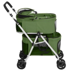 vidaXL Passeggino Cani Pieghevole 2 Livelli Verde 83x48x97cm Tessuto