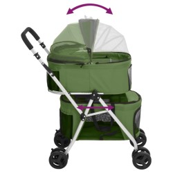 vidaXL Passeggino Cani Pieghevole 2 Livelli Verde 83x48x97cm Tessuto