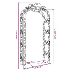 vidaXL Arco da Giardino 116x45x240 cm Acciaio