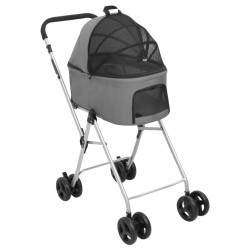 vidaXL Passeggino Cani Pieghevole 2 Livelli Grigio 83x48x97cm Tessuto