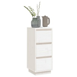    Credenza Bianca 32x34x75 cm in Legno Massello di Pino