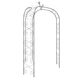 vidaXL Arco da Giardino Nero Ø180x255 cm Acciaio