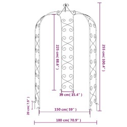 vidaXL Arco da Giardino Nero Ø180x255 cm Acciaio