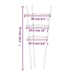 vidaXL Supporti Piante da Giardino con 3 Anelli 5pz Verde 75cm Acciaio