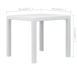    Tavolo da Giardino Bianco 79x79x72 cm in Plastica Stile Rattan