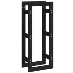 Portalegna Nero 41x25x100 cm in Legno Massello di Pino