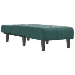 vidaXL Chaise Longue in Velluto Verde Scuro