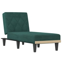 vidaXL Chaise Longue in Velluto Verde Scuro