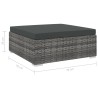    Poggiapiedi Modulare 1 pz con Cuscino in Polyrattan Grigio